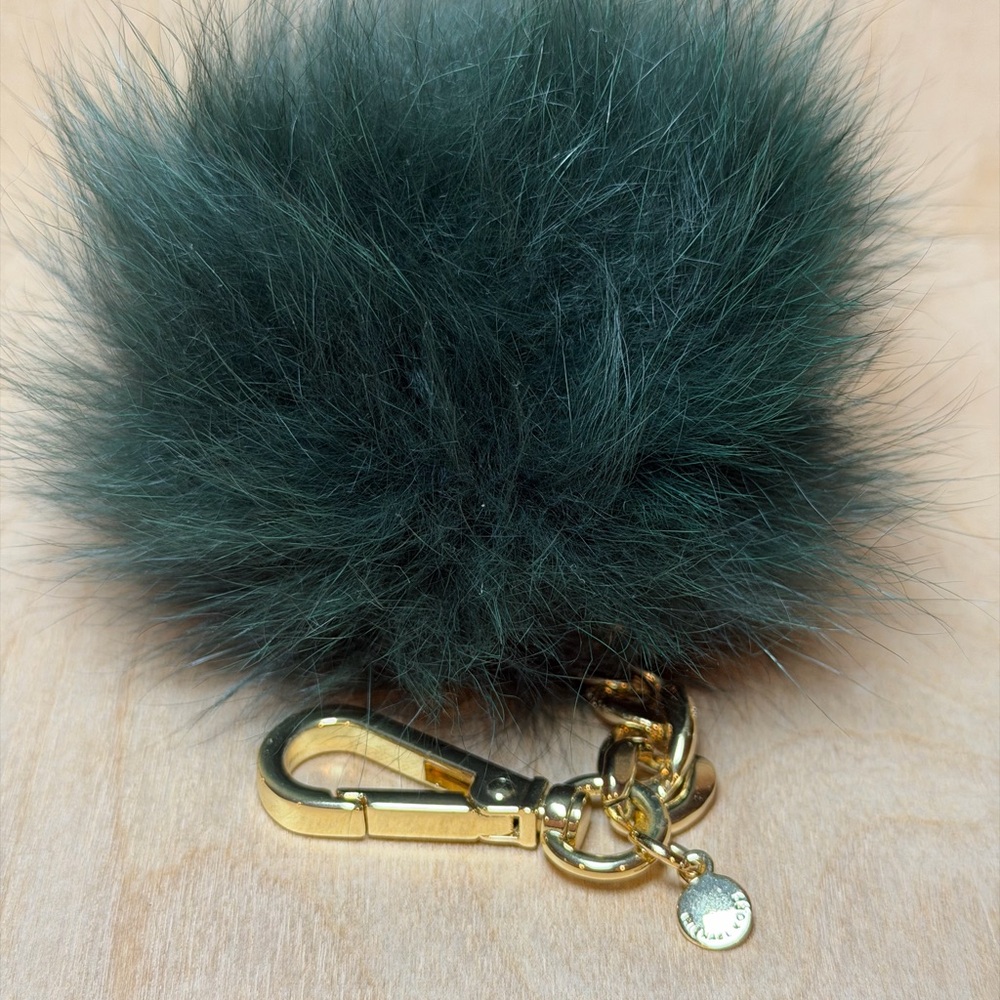 Michael Kors Green Fur Pom Pom Keychain‎